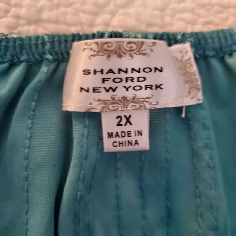 Shannon Ford New York Shirt Tunic Blouse Pullover Tie Dye Embroidered Sequins 2X